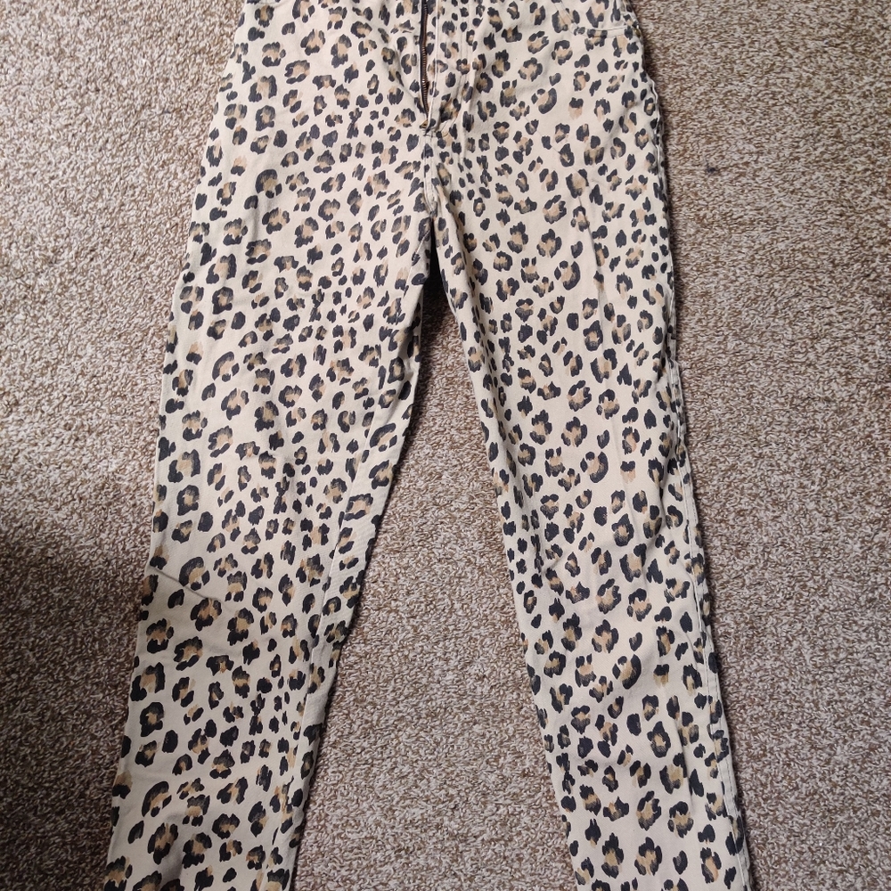 Leopard print jeans pants
